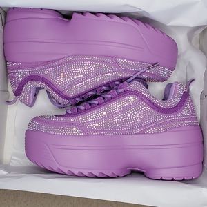 Berness Lily 5010 Platform Rave Sneakers - Purple Rhinestone